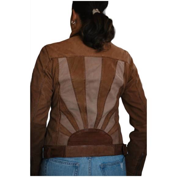 Women's Brown Leather Jacket - Picture 2 of 8